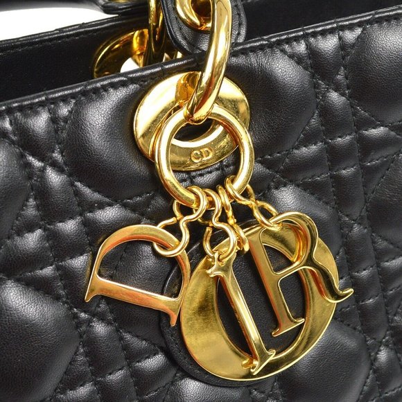 Pre-Loved Large Lady Dior in Black Cannage Lambskin - Dior - Picture 5 of 9